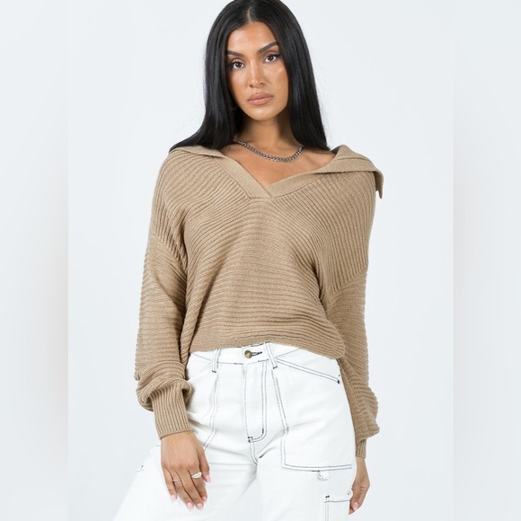 Princess Polly Sweaters - Princess Polly BRIHNI OVERSIZED KNIT SWEATER BEIGE S/M